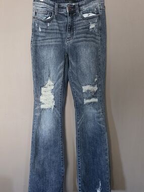 Judy Blue Distressed Raw Hem Slim‎ Bootcut Medium Wash Womens 3/26